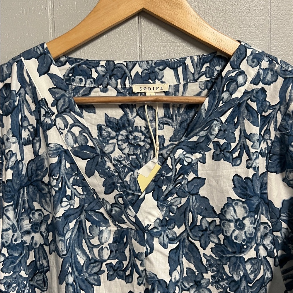 NWT Floral Jodifl Blouse Large Blue - Picture 5 of 17